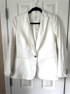 J.Crew White Linen Blend Blazer Size 4 NWT Re-Imagined